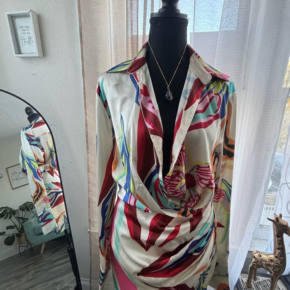 Colorful Abstract Print Mini Dress